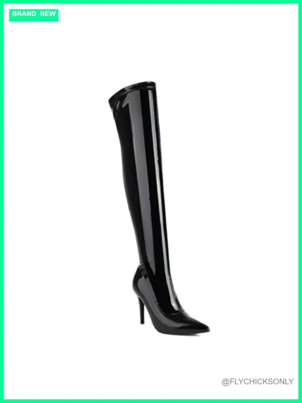 Pointed Toe Stiletto Over the Knee Boots Patent Faux Leather Zip
